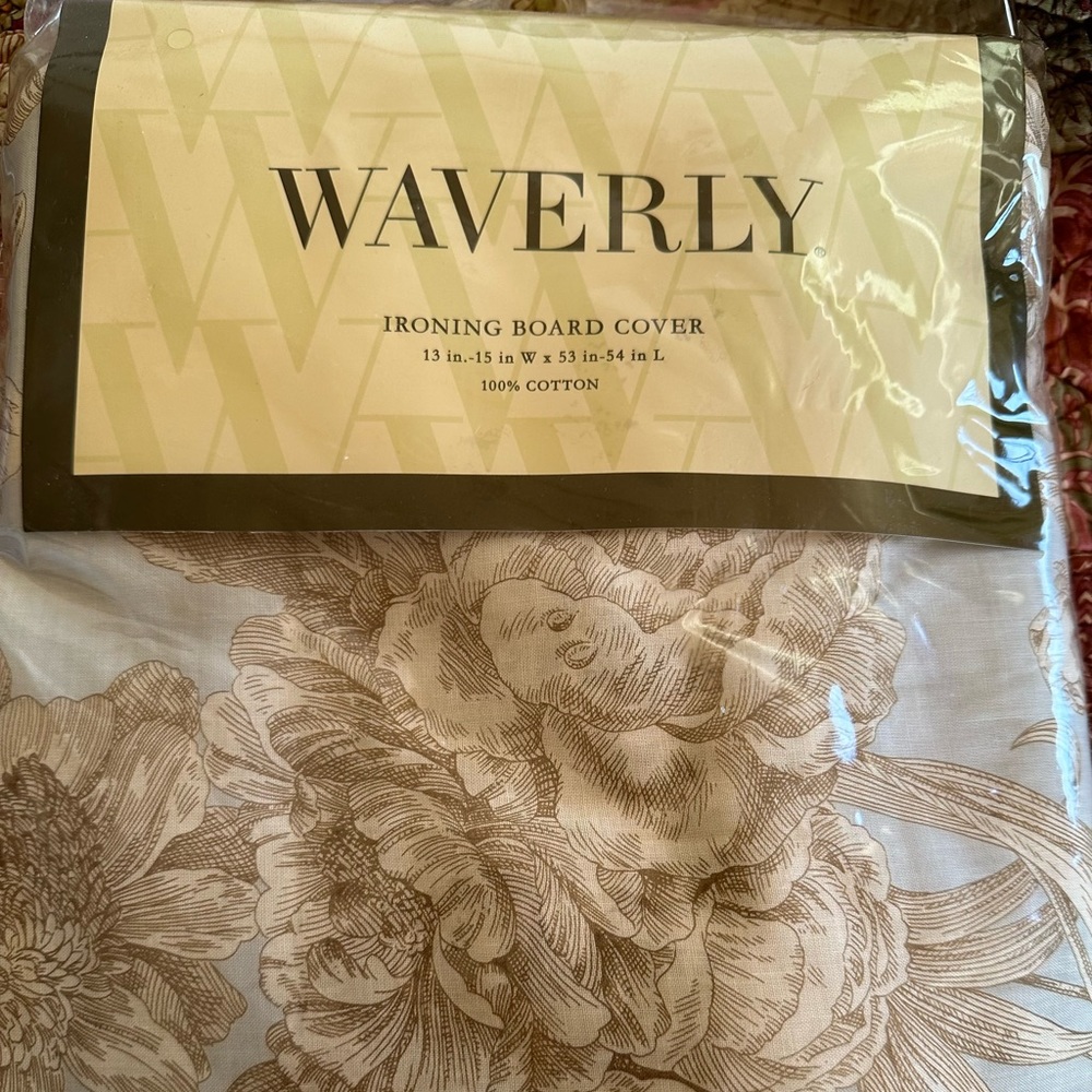 WAVERLY NWT Ironing Board Cover: Blue and Tan Toile Cotton
